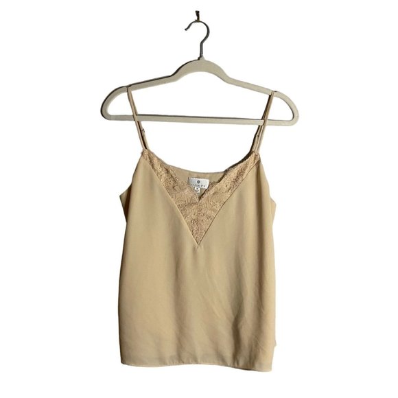 SOCIALITE Tops - Socialite Women's Beige Lace Trimmed Cami Tank Top
